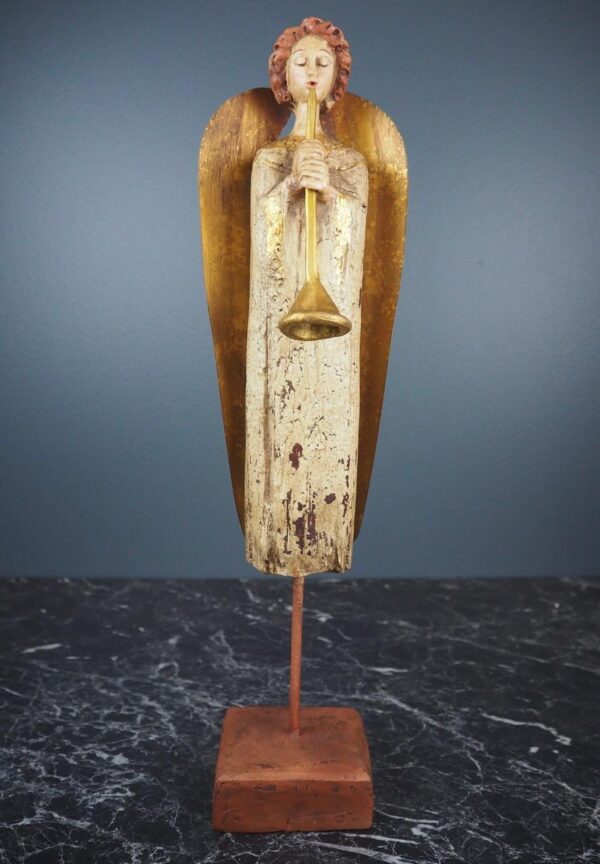 ANGEL W/TRUMPET W/TIN WINGS 16.5