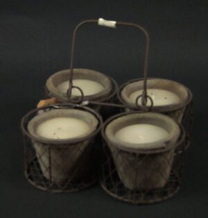 Basket W 4 Ant Blkstne Pots