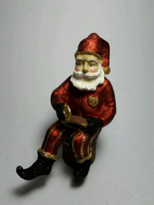 Santa Dwarf on Bucket Red Black Glits