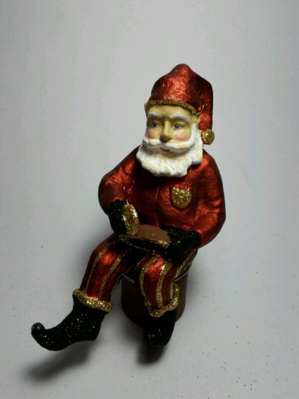 Santa Dwarf on Bucket Red Black Glits