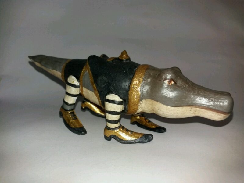 Alligator Ornament Black/GL/Ant