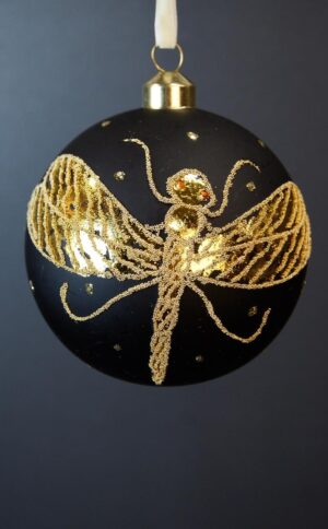Black Glass Ball/Dragonfly 8cm