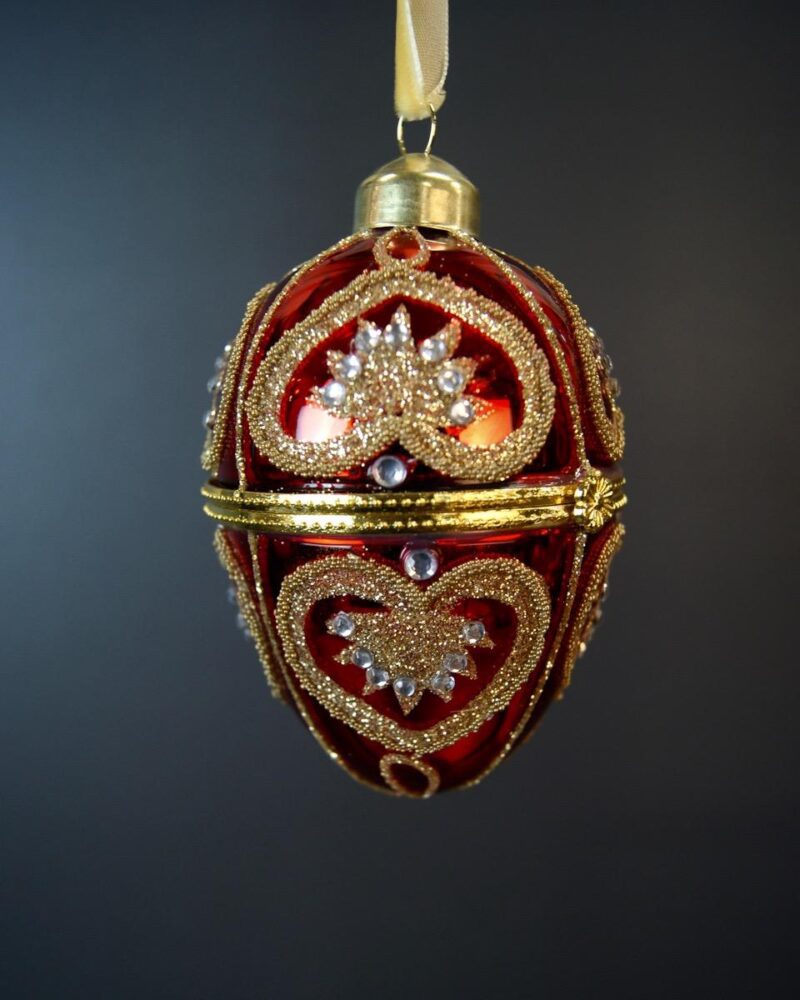 Glass Egg Box Red
