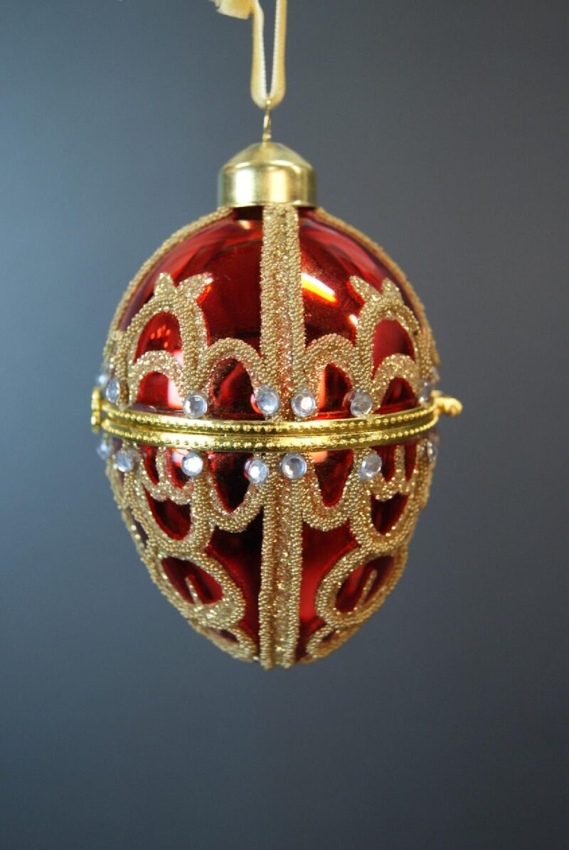 Glass Egg Box Red