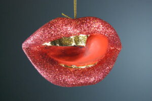 Lips W/teeth "B" Red Glitter