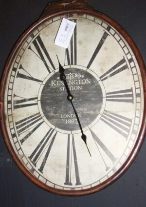 Metal Wall Clock Oblong Brown