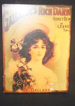 Girl w Hat White Tin Plate