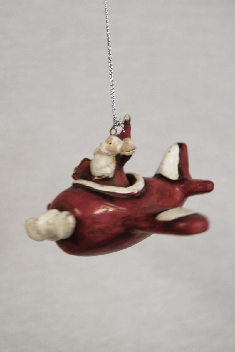 Santa on Plane Traditional Red