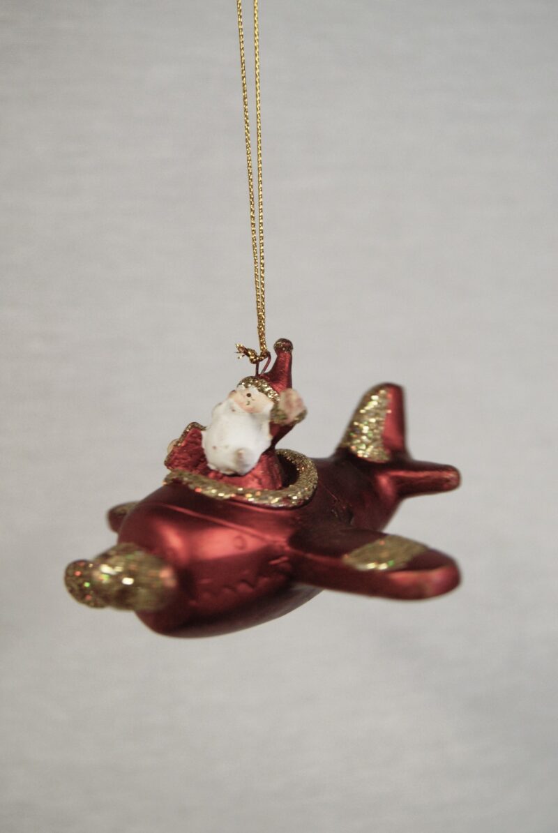 Santa on Airplane Satin Red