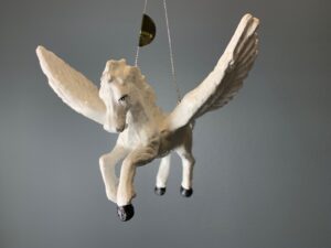 Enchanted pegasus ornament white glit