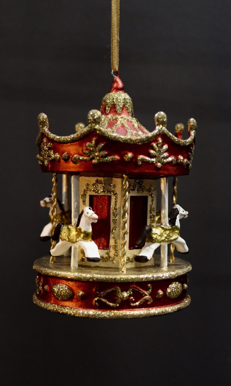 carousel orn satin red