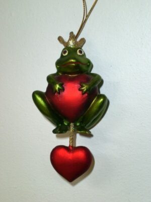 Frog w heart satin red/green