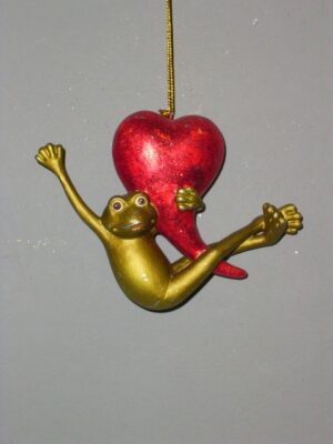 Frog hold heart lime