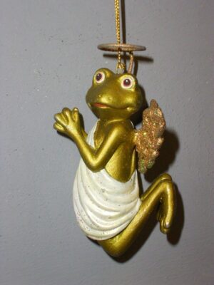 Praying frog w halo lime