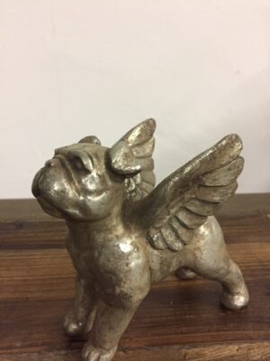 Winged Pitbull Silver Antique