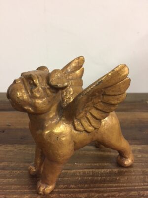 Winged Pitbull Gold Antique