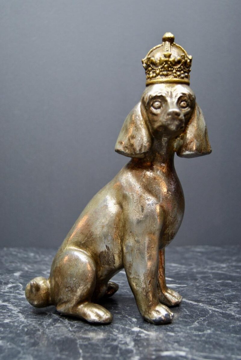 Dog with Crown Silver with Gold Crown
