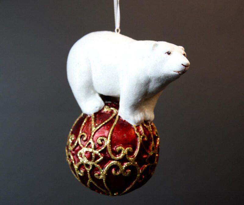 Circus Polar Bear on Ball White/Sat Red Ball