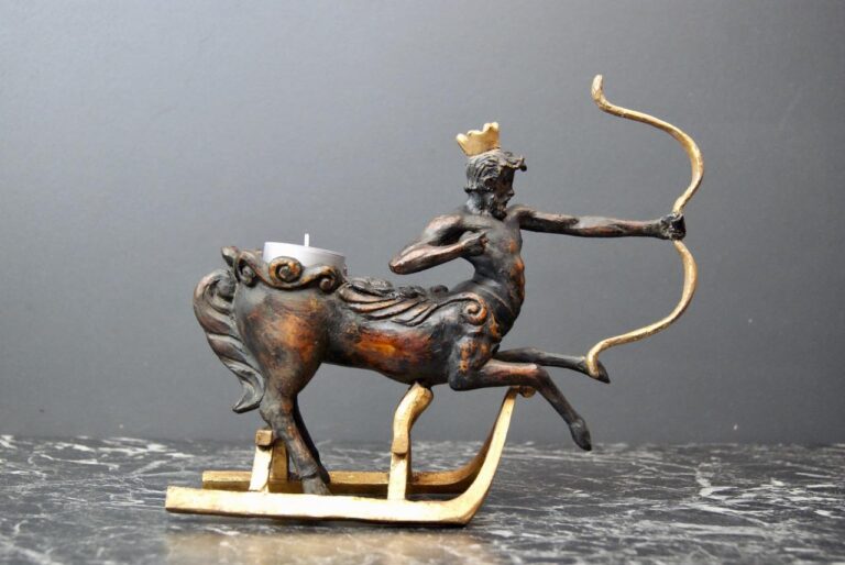 Centaur Tealight on Sled Greenish Bronze
