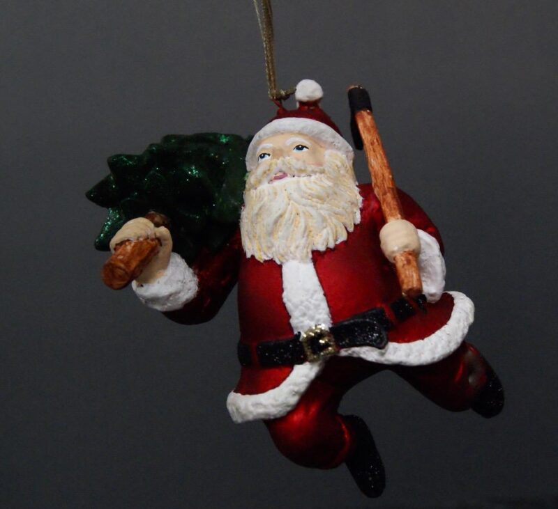 Santa holding Tree/Axe P.red White Details