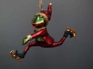 Galloping Frog on Skates Sat Red and Brown Pants