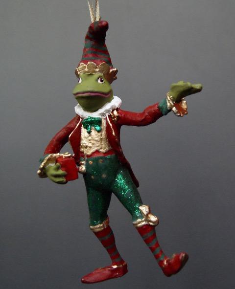 Magician Frog holding gift Red suit shoes