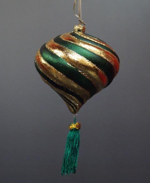 Swirl Top Orn GL and Green with Tassel
