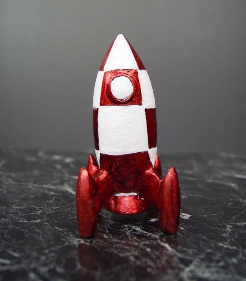 Rocket ship Sat Red and White w/ glits