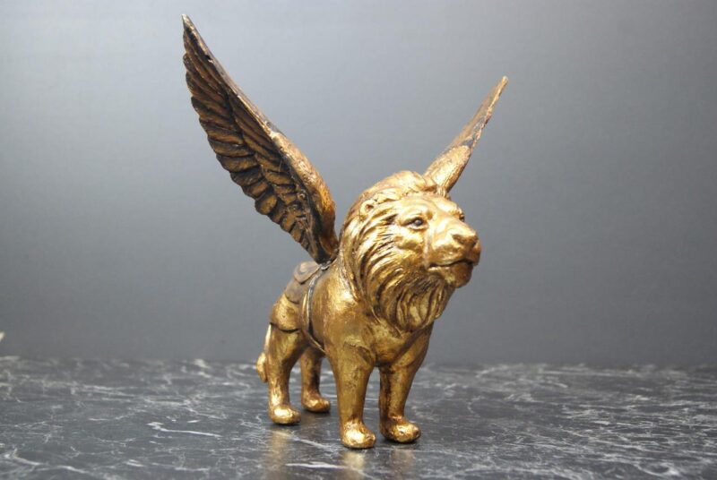 Winged Lion Tabletop Gold Antique