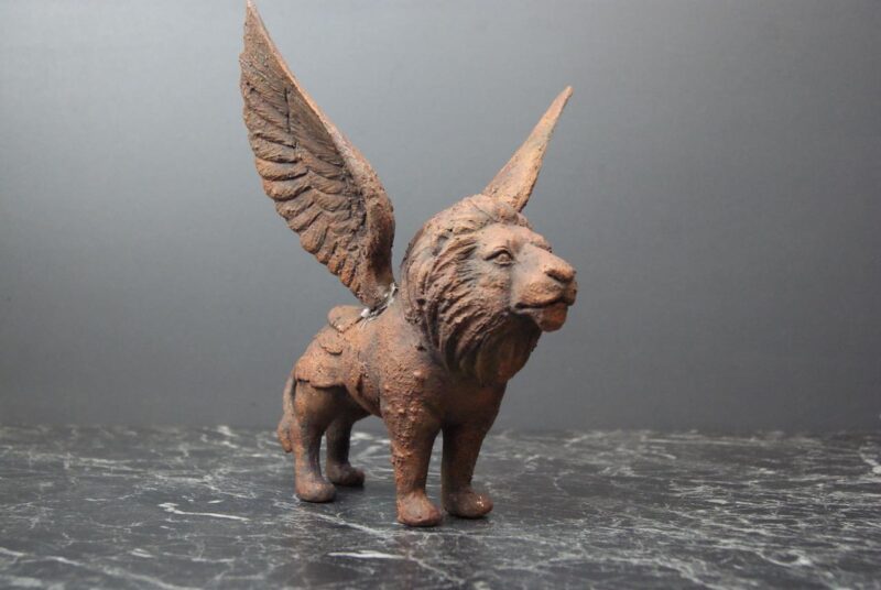 Winged Lion Tabletop Rust Painting