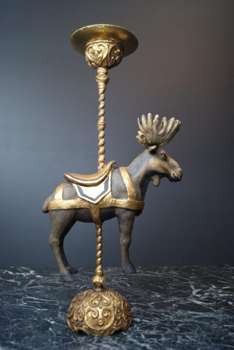 Moose Tabletop Realistic Color & Red Saddle w Glitters
