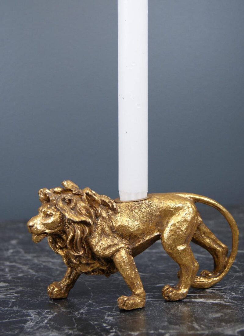 Lion with Candle Holder Gold Ant