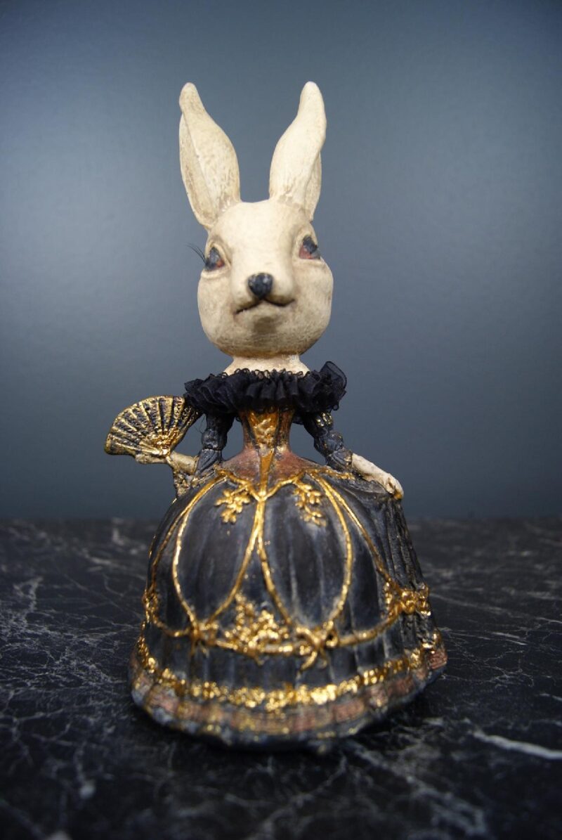 Lady Rabbit w Fan Black Dress