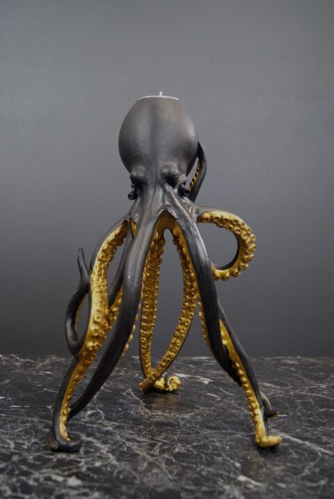 Big Octopus Tealight Black/Brass