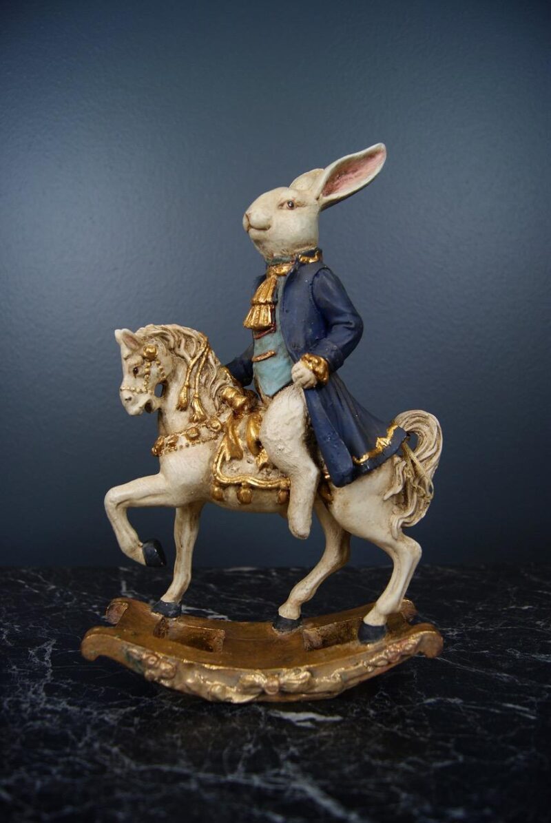 Rabbit on White Rocking Horse Painted Ant
