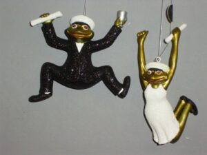 Graduating Frog Black Glitters
