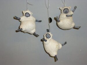 Sheep Ornament S/3 White Glitt