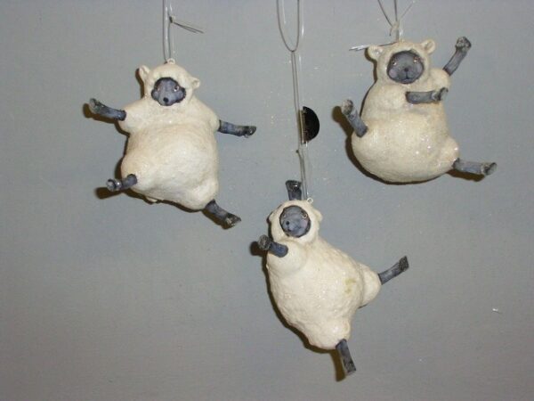 Sheep Ornament S/3 White Glitt
