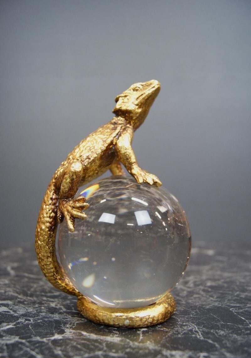 Resin Lizard on glass ball