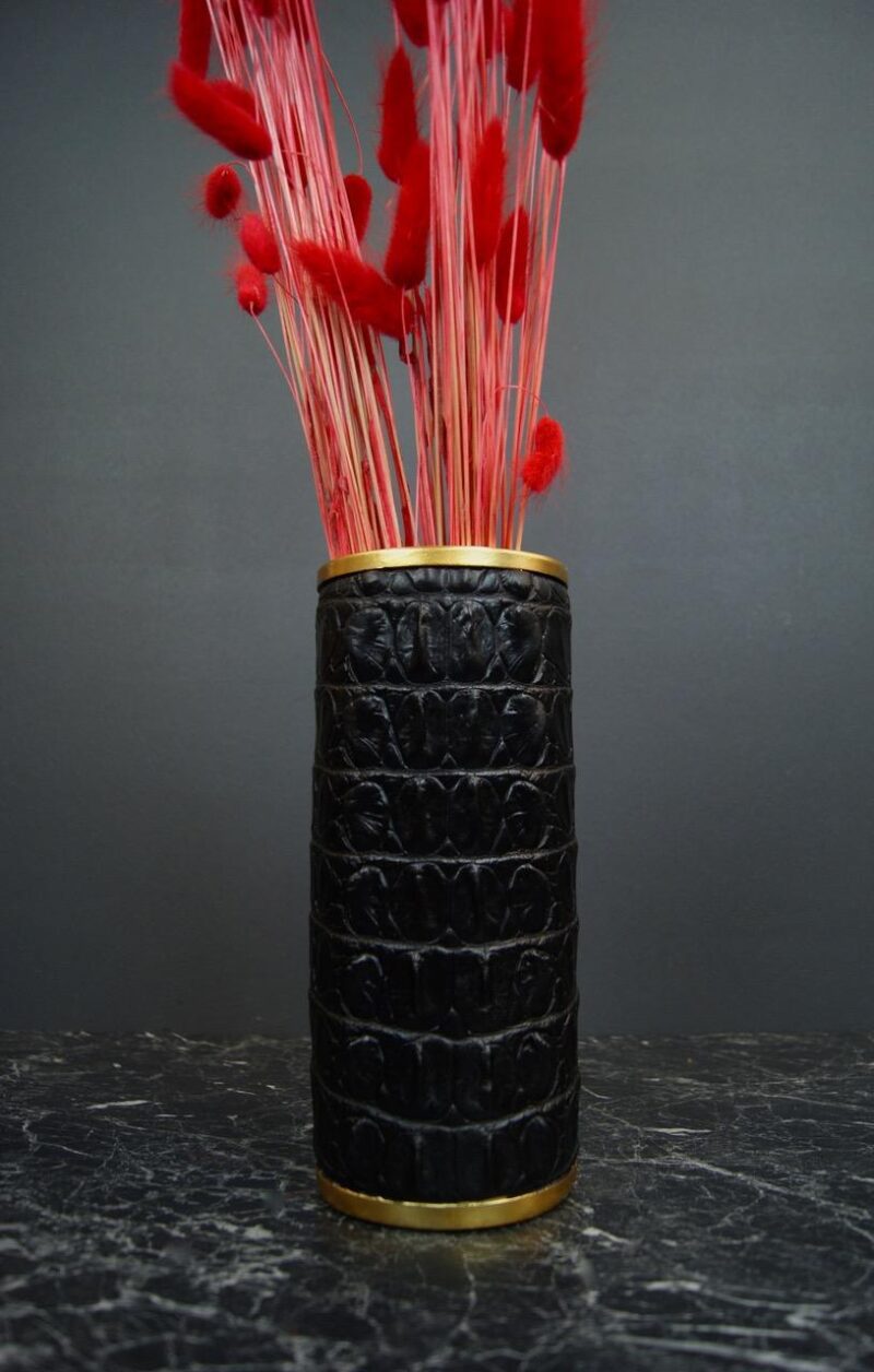 Vase lizard skin BLACK