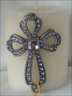 Silver Cross Candle Pin