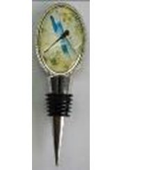 Oval Bottle Stopper Dragonfly Blue
