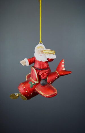 Santa On Plane Orn Rsa