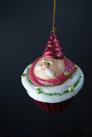 CUPCAKE SANTA RED  GLITS