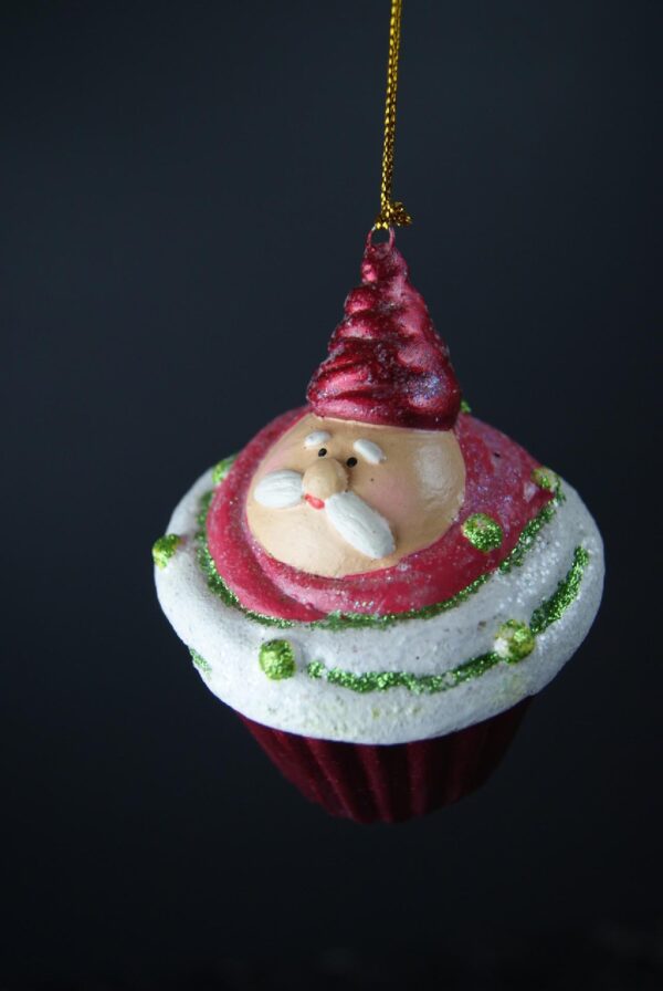 CUPCAKE SANTA RED  GLITS