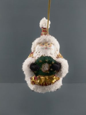 Santa holding wreath satin red & gl details