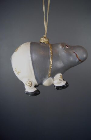 Hippo Ornament Pearlized Glits