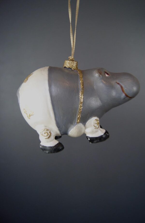 Hippo Ornament Pearlized Glits