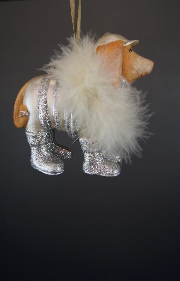 Beagle orn pearl wht sil glit