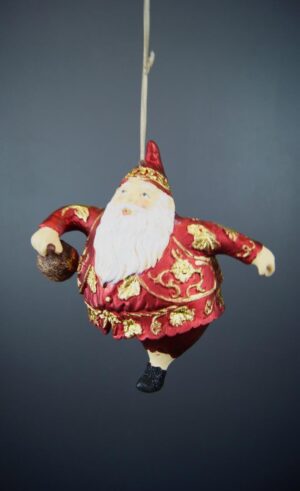 Fat Santa holding Acorn Satin Red